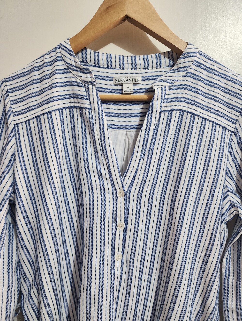 J.Crew Mercantile Shirt Dress Blue White Stripe Cotton Blend Belted Size M - Picture 5 of 9